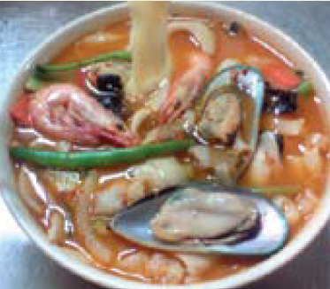 Seafood noodle with spicy soup